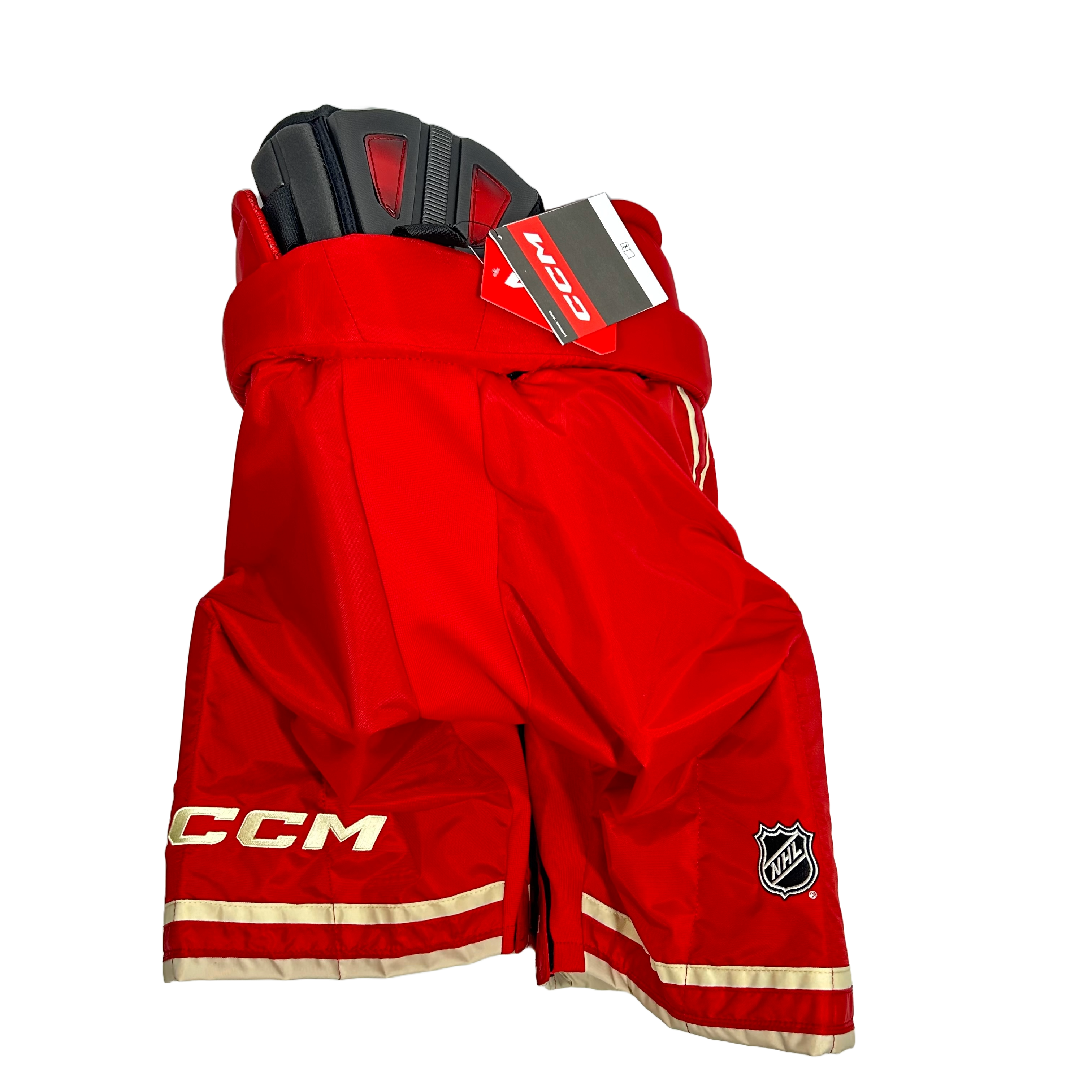 CCM HP45 - Pantalon de hockey professionnel NHL - Flames de Calgary (rouge/blanc)